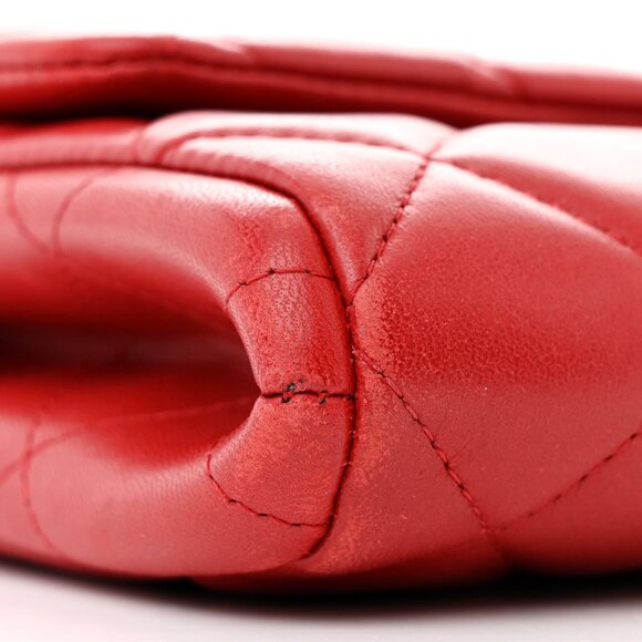 Chanel Lambskin Quilted Clutch with Chain Flap Red Shoulder Bag - Picture 6 of 8